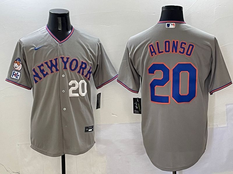 Men New York Mets #20 Alonso Grey Second generation 2025 Nike MLB Jersey style 8
